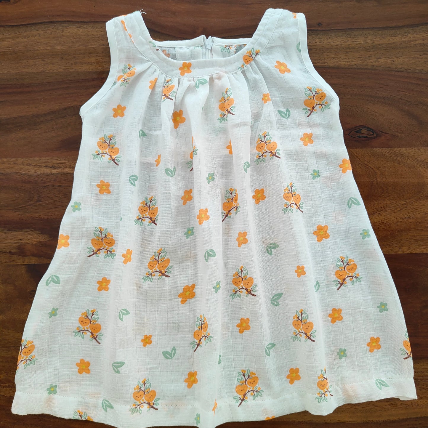 Soft Muslin Zip Frock (2 YRS) – Breathable Summer Wear with Vibrant Prints