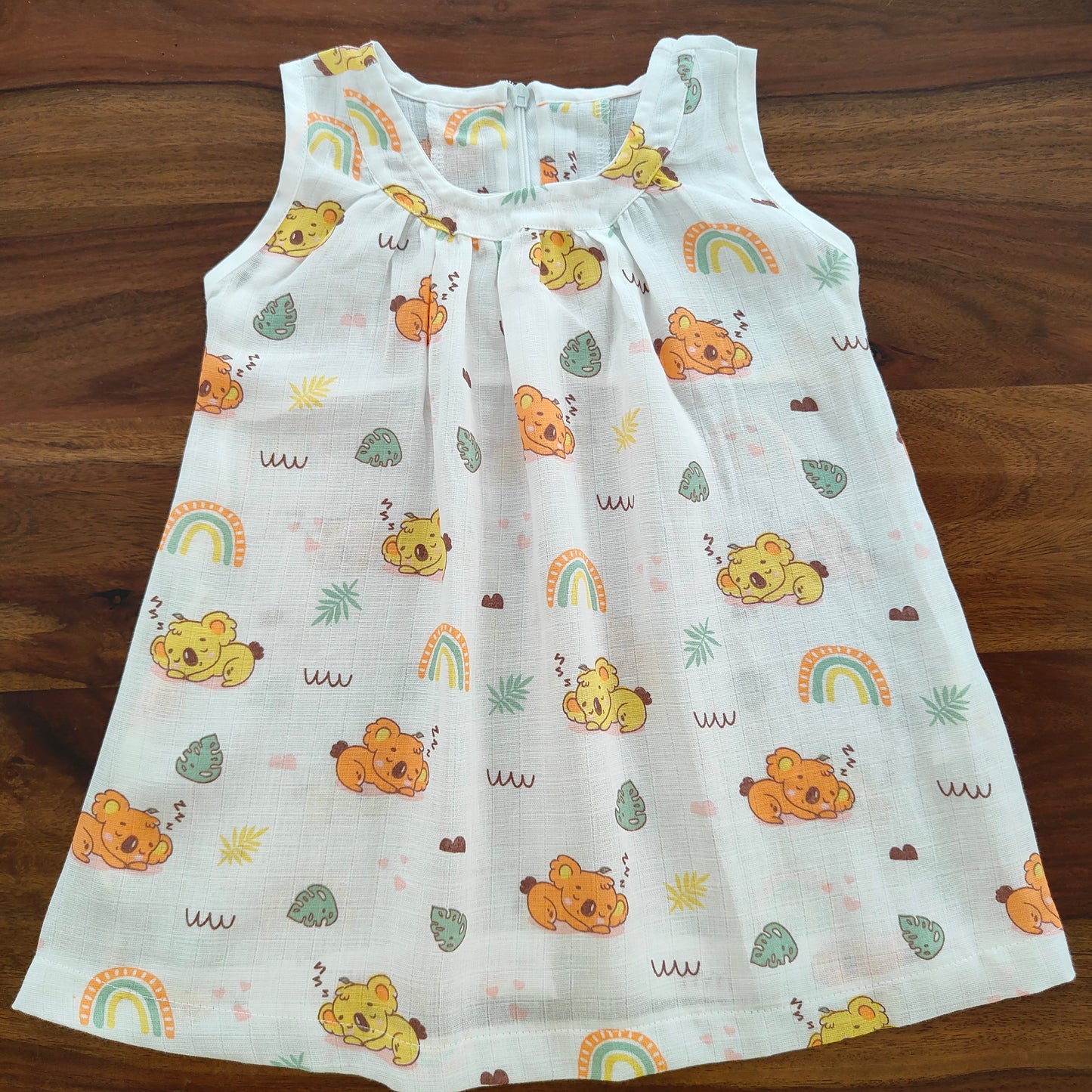 Soft Muslin Zip Frock (2 YRS) – Breathable Summer Wear with Vibrant Prints