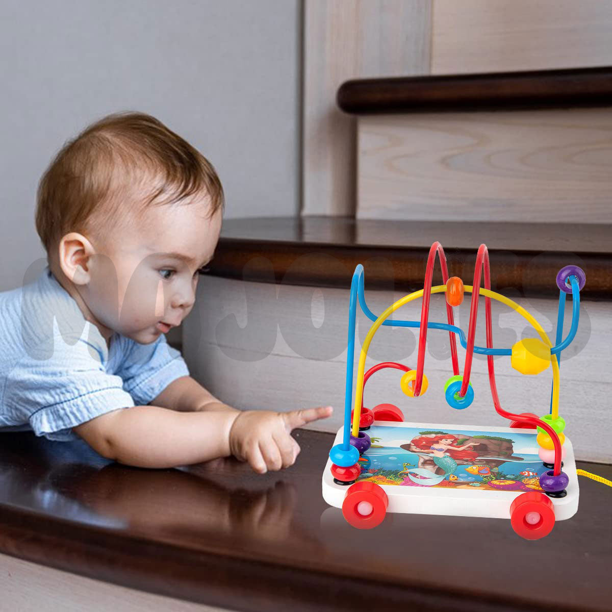 Wooden Beads Maze Pull Car