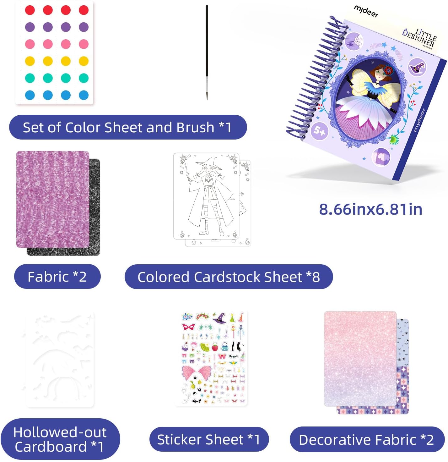 MiDeer Little Designer - Magic Club | Fashion Design & Watercolor Activity Book for Kids