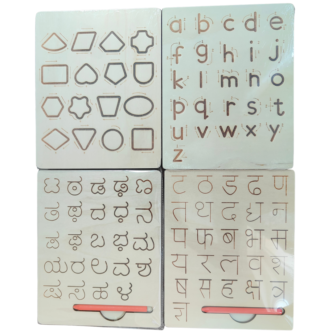 Tracing Board - Set of 4 (English, Hindi, Kannada and Maths)