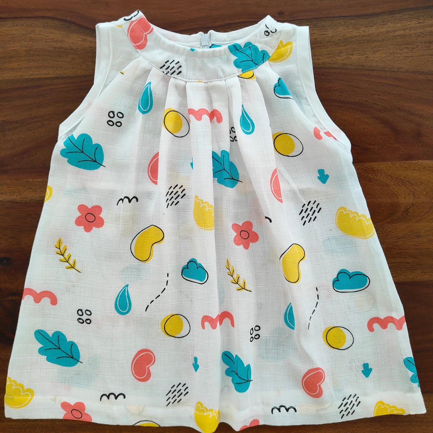 Soft Muslin Zip Frock for Baby Girls (1 YR) – Breathable Summer Wear with Vibrant Prints