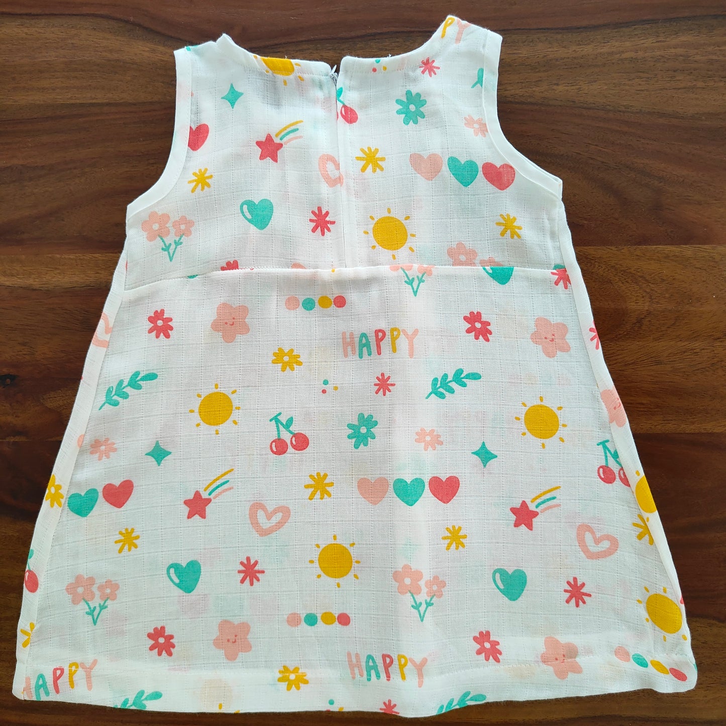 Soft Muslin Zip Frock for Baby Girls (1 YR) – Breathable Summer Wear with Vibrant Prints