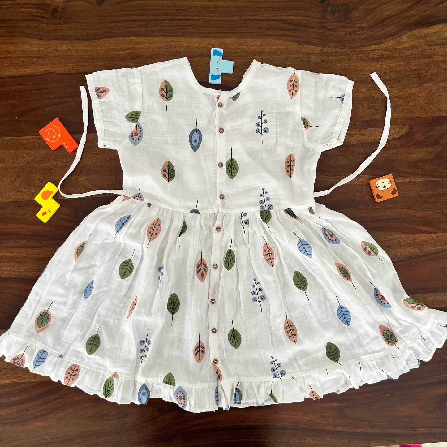 Soft Muslin Button Frocks 3Y - Breathable Summer Wear with 3 Vibrant Prints