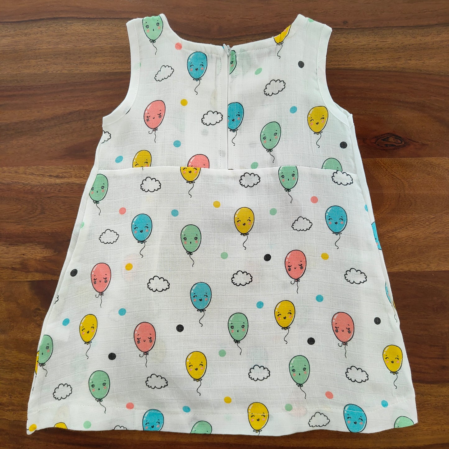 Soft Muslin Zip Frock for Baby Girls (12-24 M) – Breathable Summer Wear with Vibrant Prints
