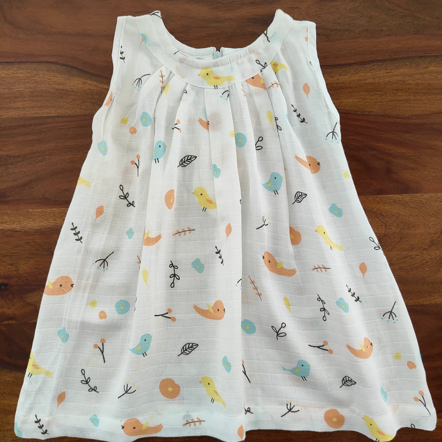 Soft Muslin Zip Frock for Baby Girls (12-24 M) – Breathable Summer Wear with Vibrant Prints