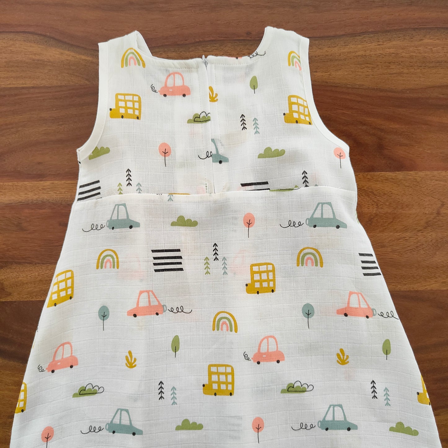 Soft Muslin Zip Frock for Baby Girls (12-24 M) – Breathable Summer Wear with Vibrant Prints