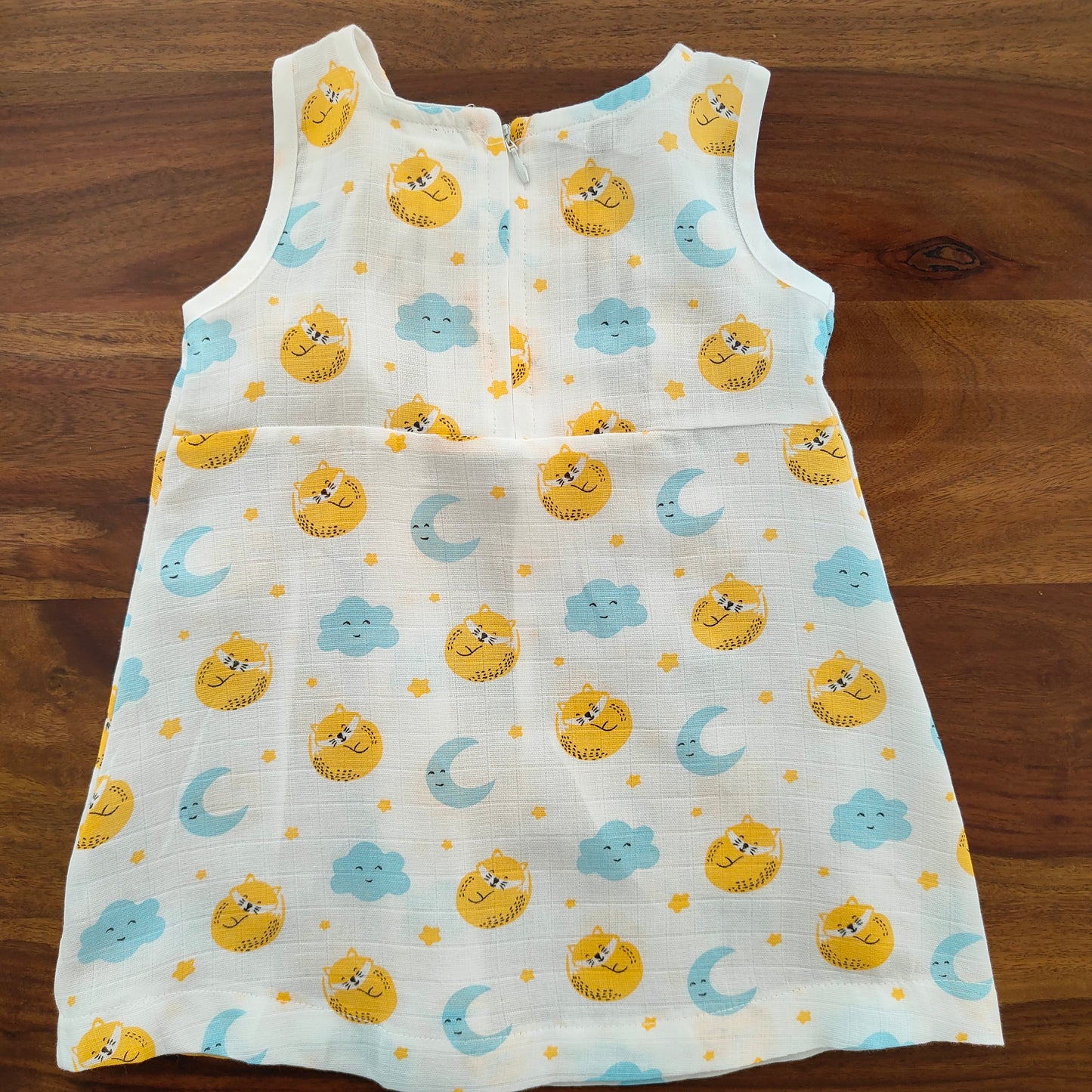 Soft Muslin Zip Frock for Baby Girls (1 YR) – Breathable Summer Wear with Vibrant Prints