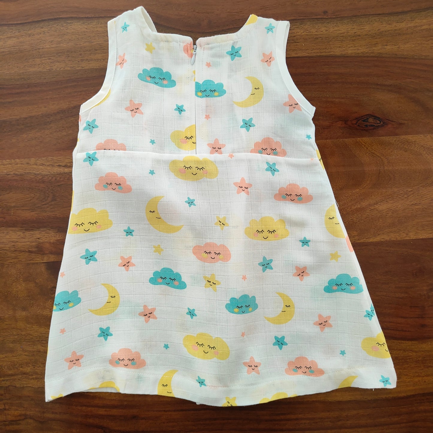 Soft Muslin Zip Frock for Baby Girls (1 YR) – Breathable Summer Wear with Vibrant Prints