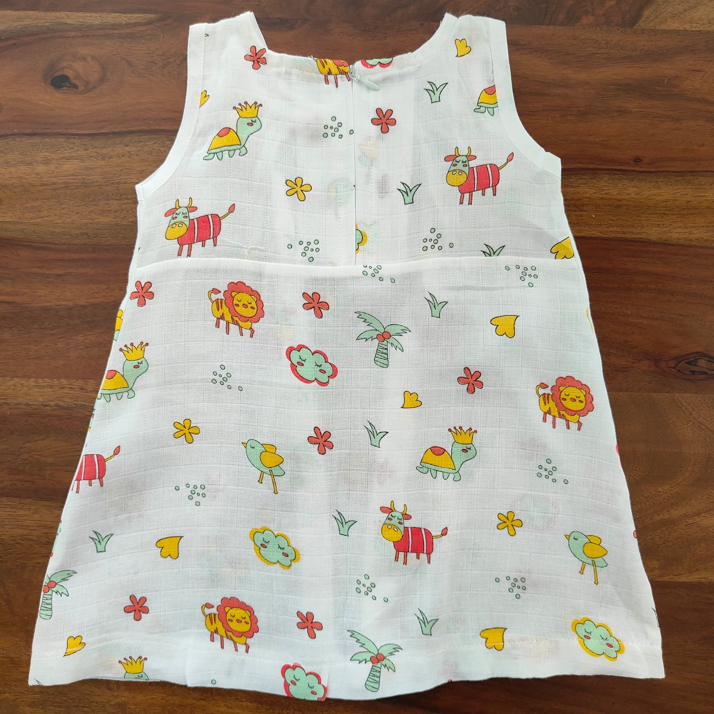 Soft Muslin Zip Frock for Baby Girls (12-24 M) – Breathable Summer Wear with Vibrant Prints