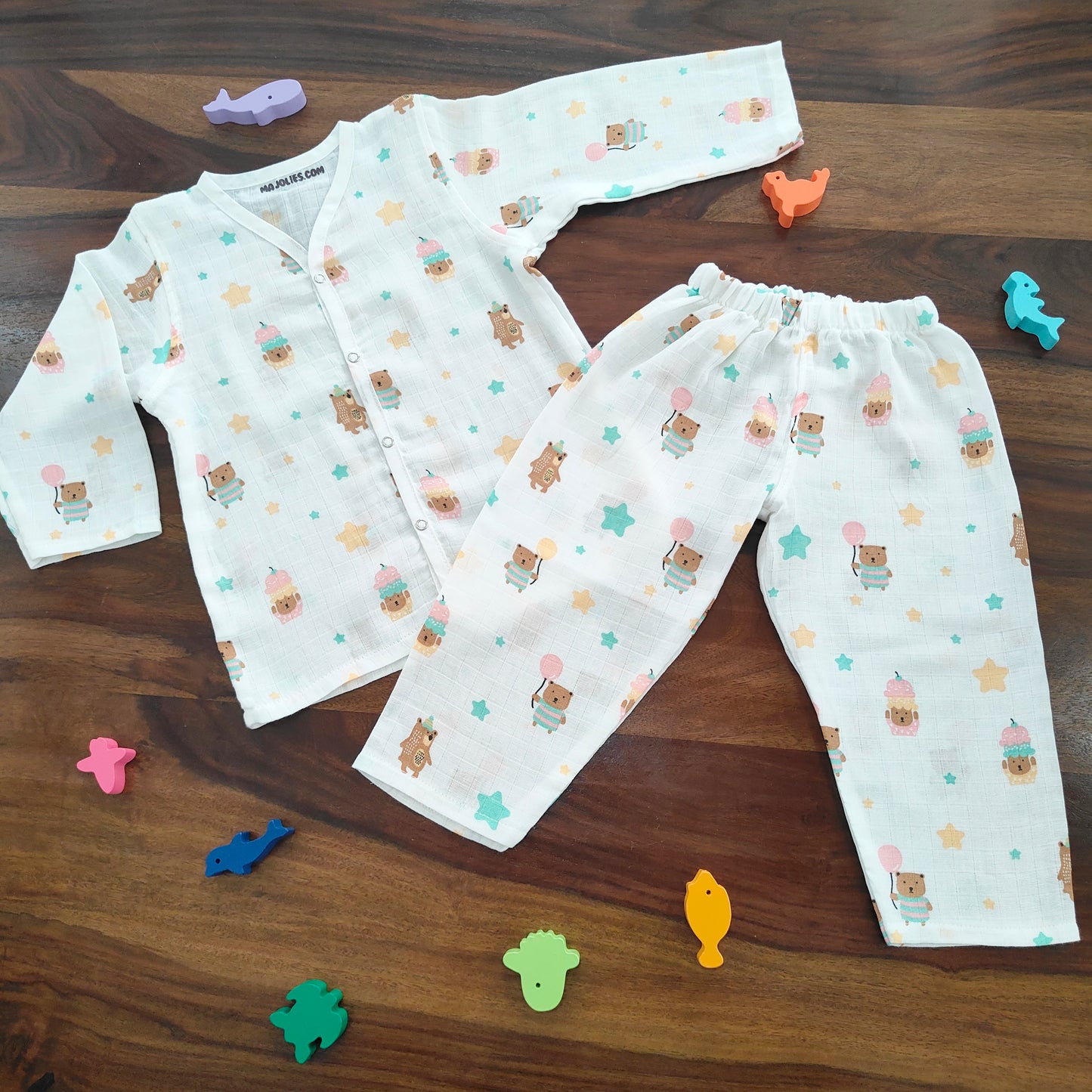 Soft Muslin Full Sleeve Jhabla with Pant (2 YRS)