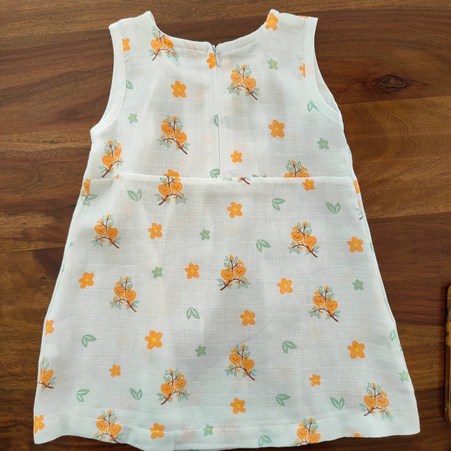 Soft Muslin Zip Frock for Baby Girls (1 YR) – Breathable Summer Wear with Vibrant Prints