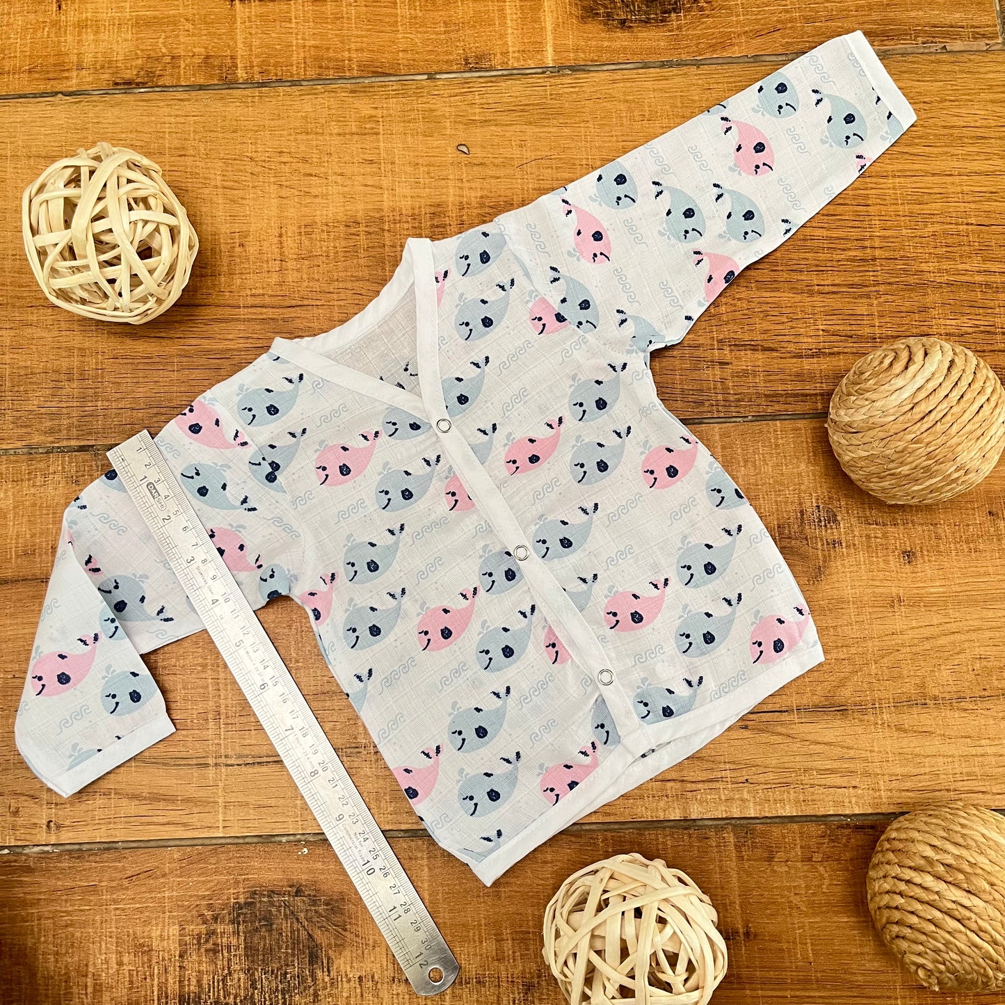 Soft Muslin Full Sleeve Jhabla with Pant (0-3M)