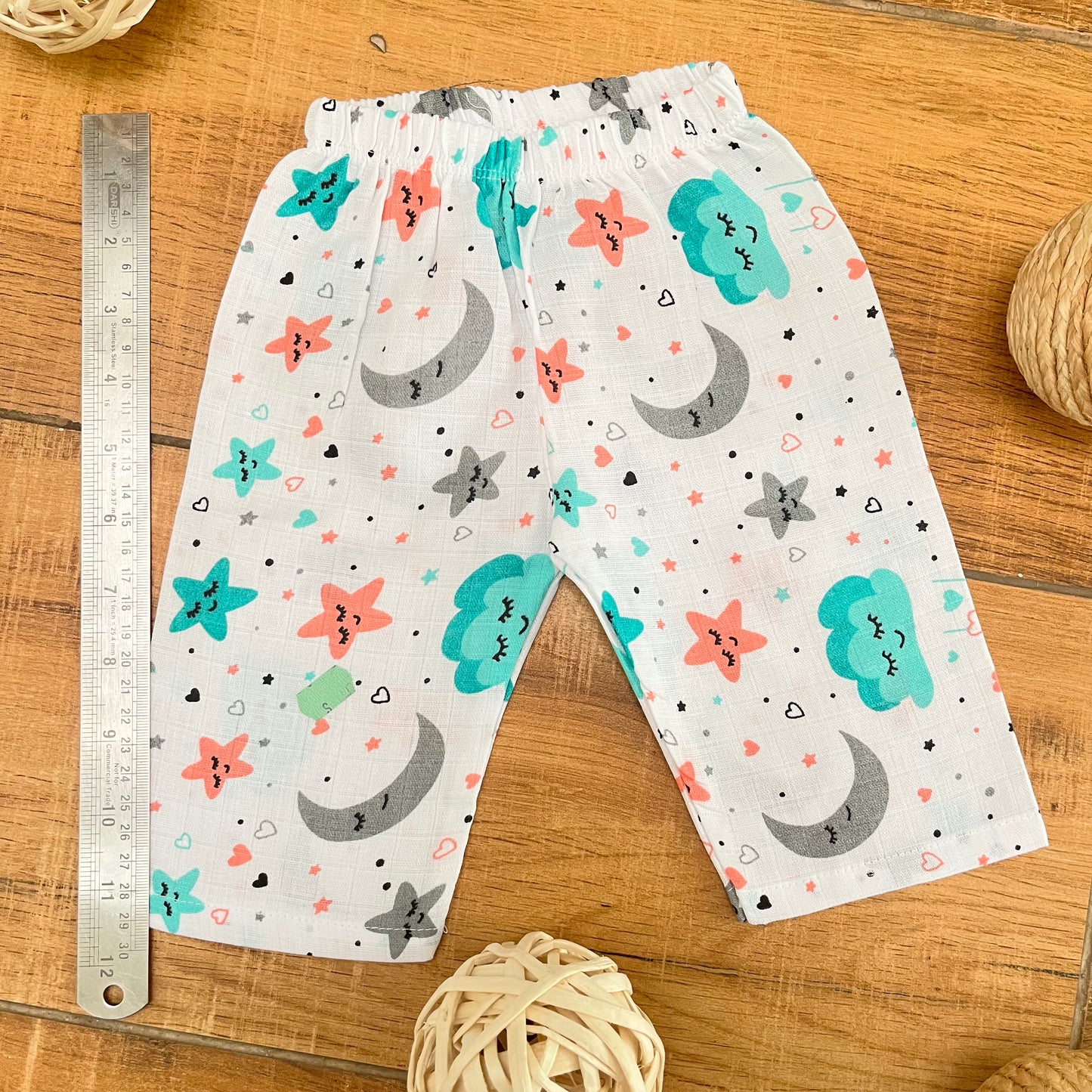 Soft Muslin Full Sleeve Jhabla with Pant (0-3M)