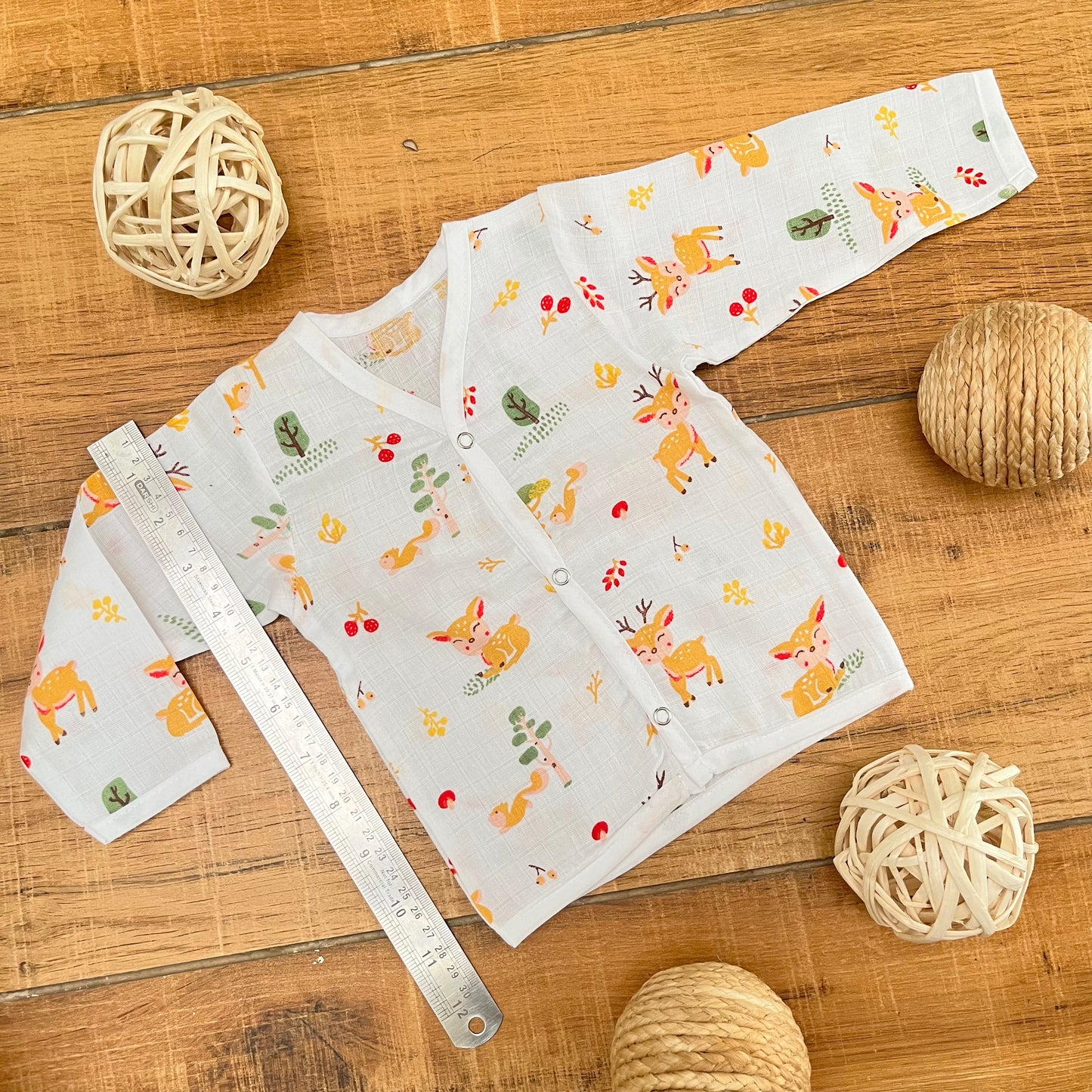 Soft Muslin Full Sleeve Jhabla with Pant (0-3M)