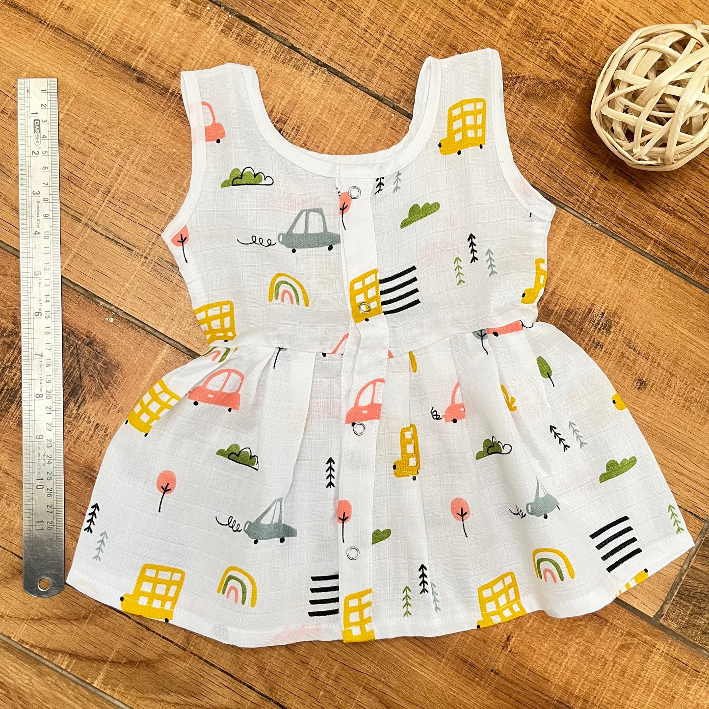 Soft Muslin Button Frocks 0-3M