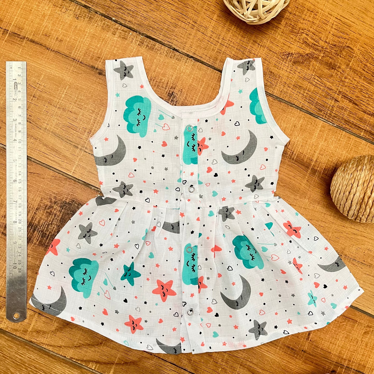 Soft Muslin Button Frocks 0-3M