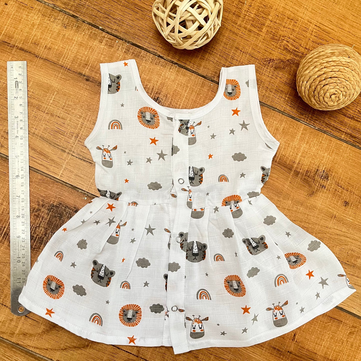 Soft Muslin Button Frocks 0-3M