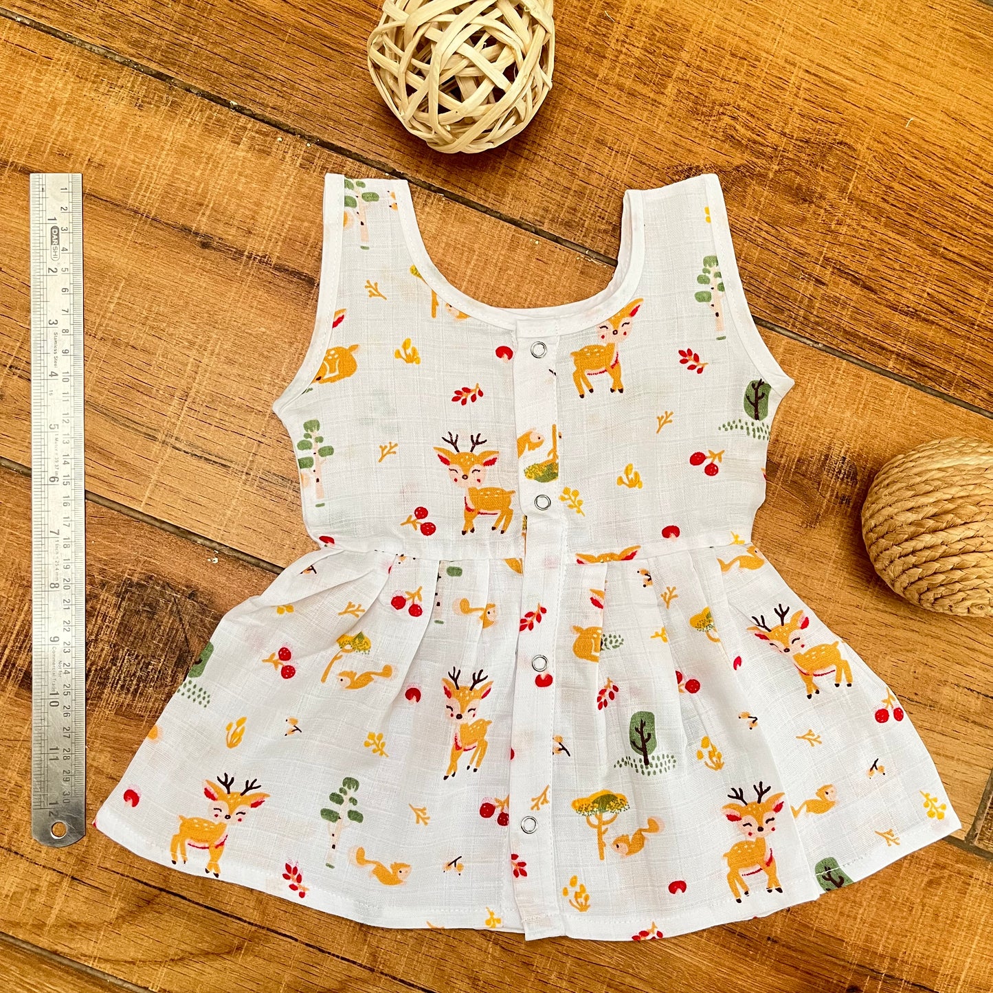 Soft Muslin Button Frocks 0-3M