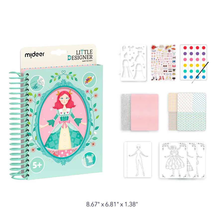 MiDeer Little Designer - Sweet Tea Party | Fashion Design & Watercolor Activity Book for Kids