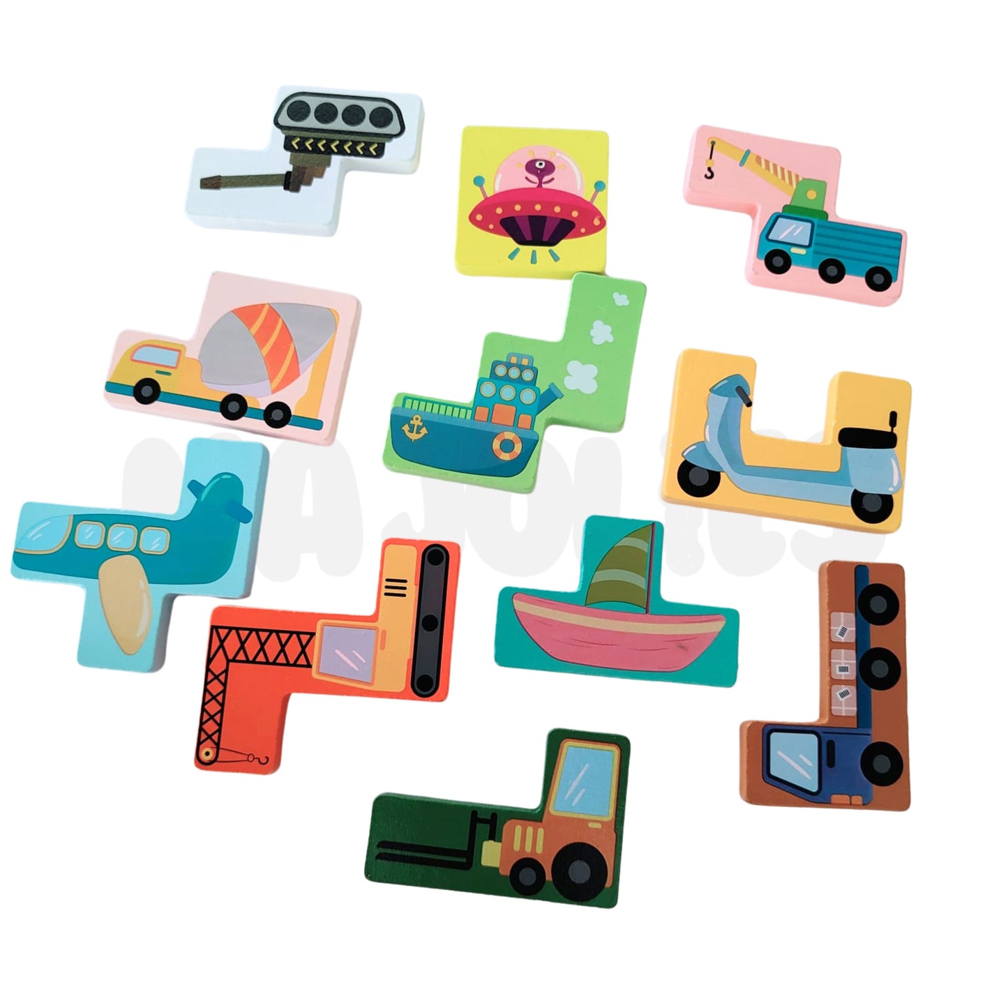 Wooden Tetris Set - Vehicle