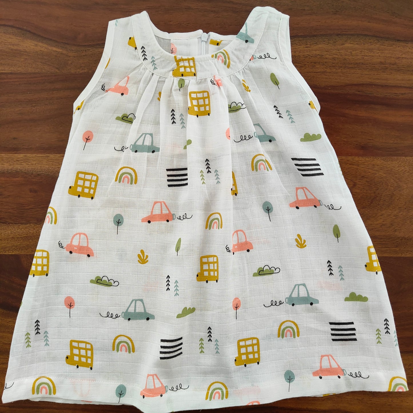 Soft Muslin Zip Frock for Baby Girls (12-24 M) – Breathable Summer Wear with Vibrant Prints