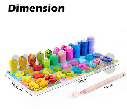 4-in-1 Board - Numbers, Shapes and Fishing