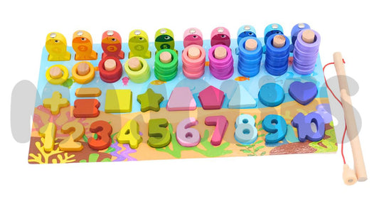 4-in-1 Board - Numbers, Shapes and Fishing