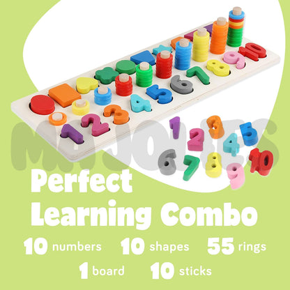 3-in-1 Montessori Numbers & Shapes Board