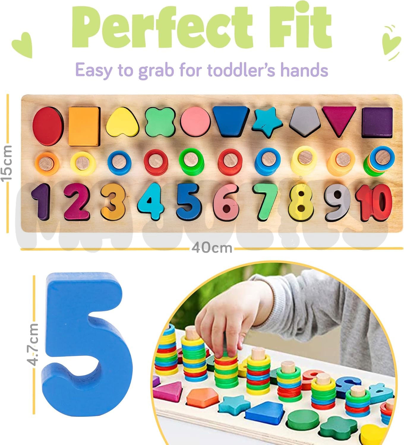 3-in-1 Montessori Numbers & Shapes Board