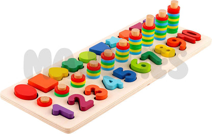 3-in-1 Montessori Numbers & Shapes Board