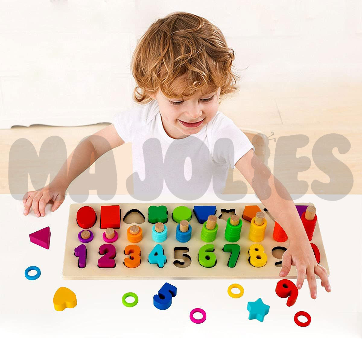 3-in-1 Montessori Numbers & Shapes Board