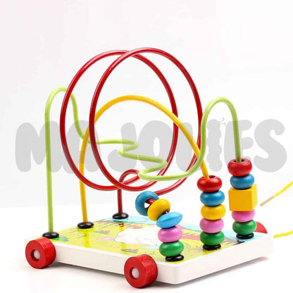 Wooden Bead Maze Pull Car