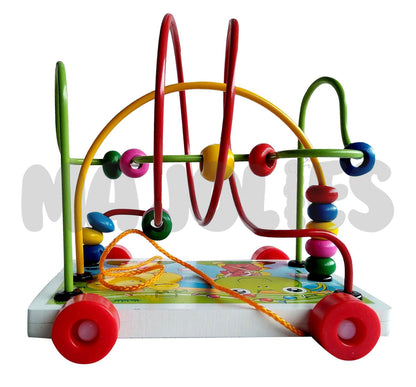 Wooden Bead Maze Pull Car