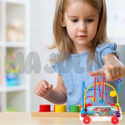 Wooden Bead Maze Pull Car