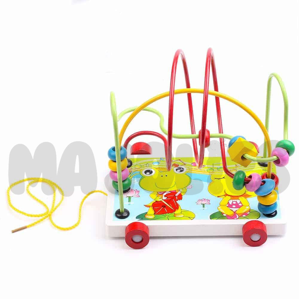 Wooden Bead Maze Pull Car