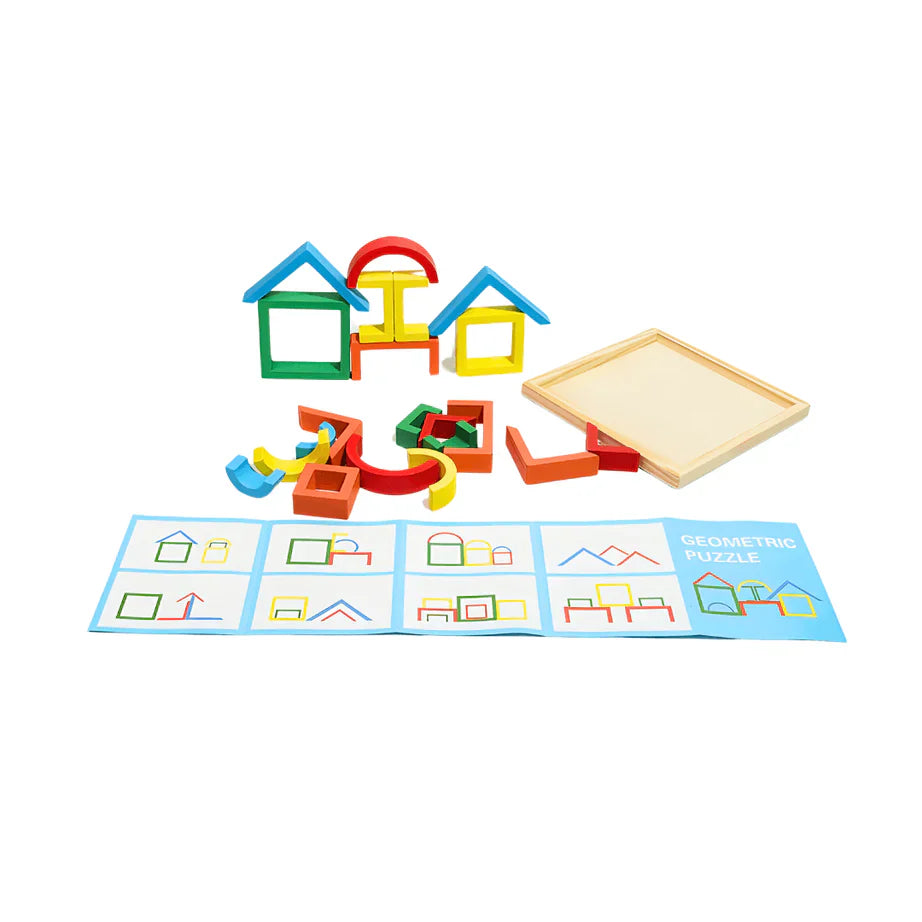 TODDLER SET05: Contains Shape Stacker, Building Blocks Train, Cube Puzzle, Geometric Blocks