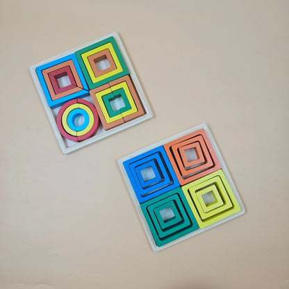 TODDLER SET05: Contains Shape Stacker, Building Blocks Train, Cube Puzzle, Geometric Blocks