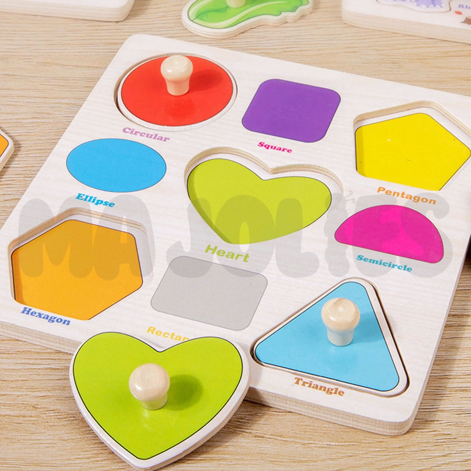 Montessori Wooden Shape Peg Board – Fun Shape Sorting Toy for Toddlers ...