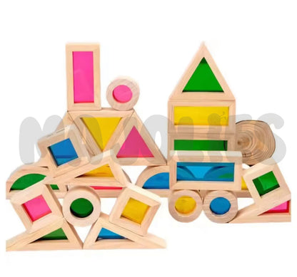 Wooden Rainbow Building Blocks for Kids 32 Pcs