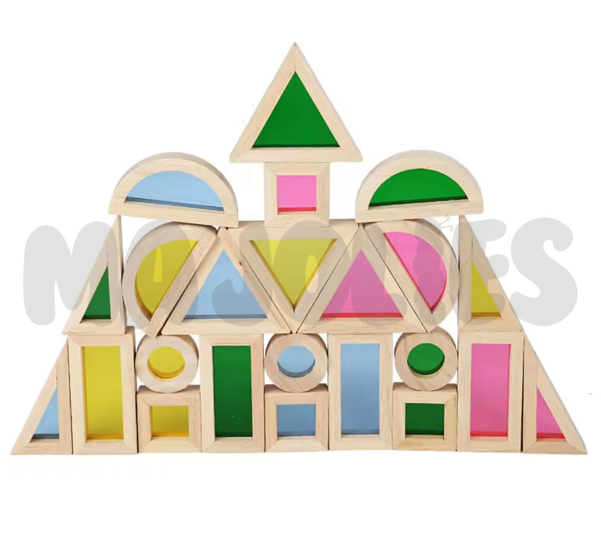 Wooden Rainbow Building Blocks for Kids 32 Pcs