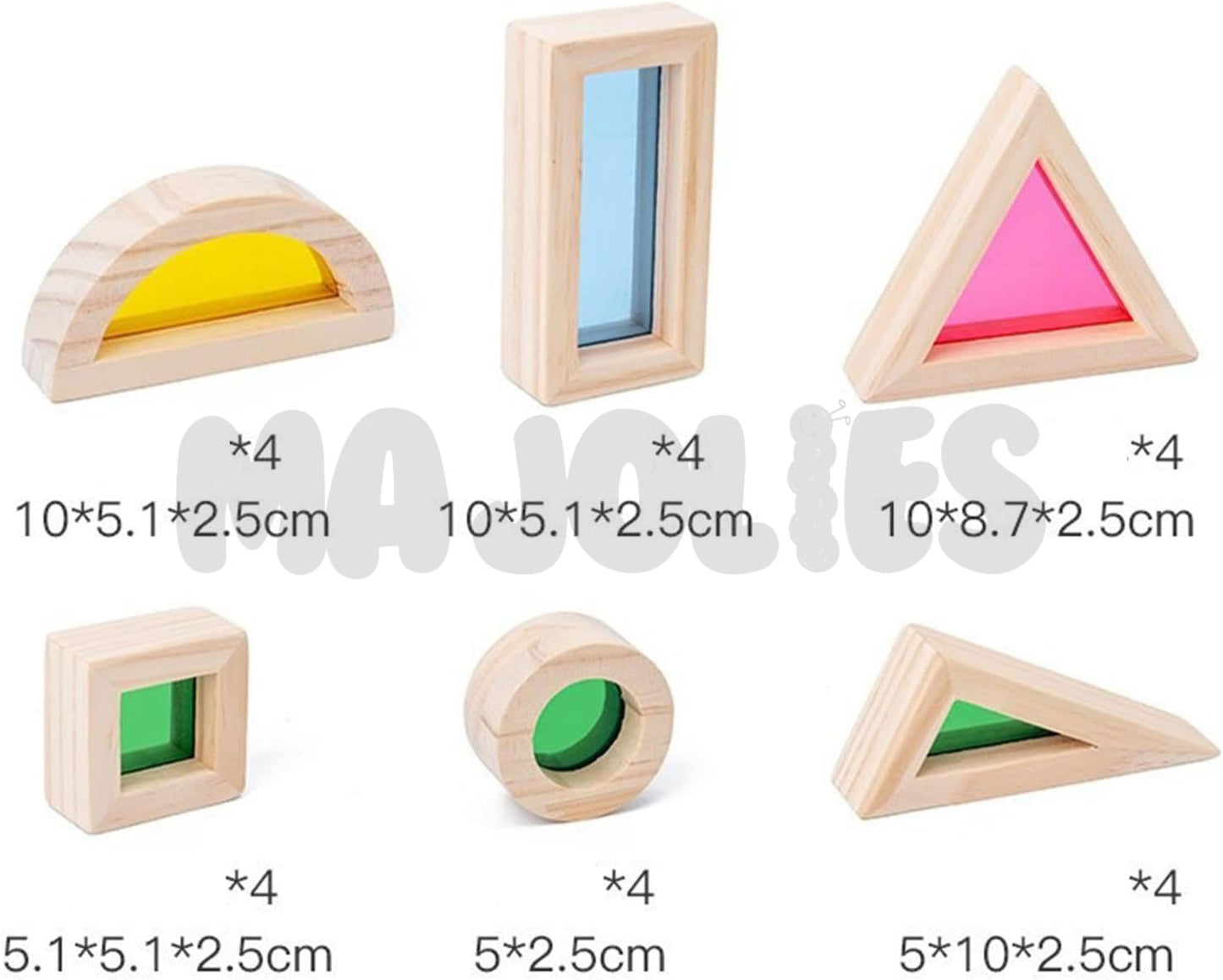 Wooden Rainbow Building Blocks for Kids 32 Pcs