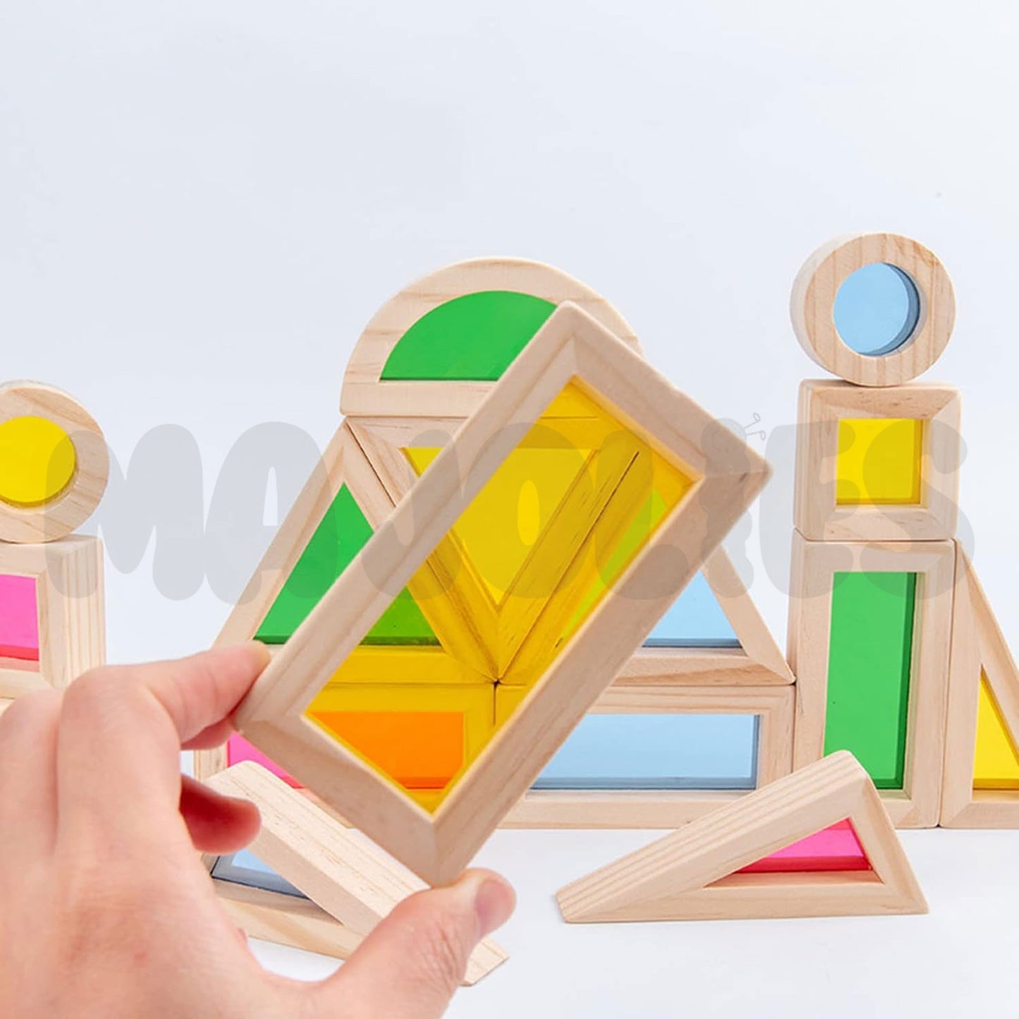 Wooden Rainbow Building Blocks for Kids 32 Pcs