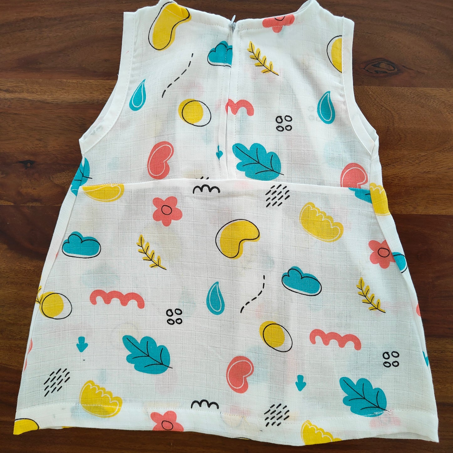 Soft Muslin Zip Frock for Baby Girls (1 YR) – Breathable Summer Wear with Vibrant Prints