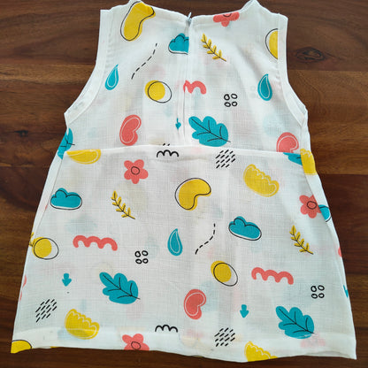 Soft Muslin Zip Frock for Baby Girls (1 YR) – Breathable Summer Wear with Vibrant Prints
