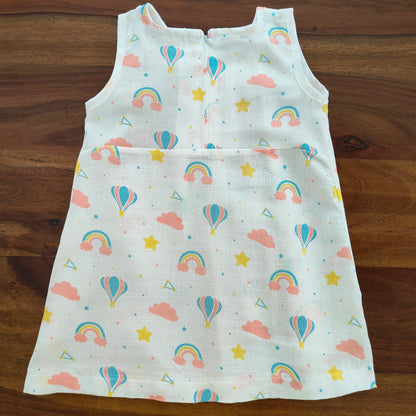 Soft Muslin Zip Frock for Baby Girls (1 YR) – Breathable Summer Wear with Vibrant Prints