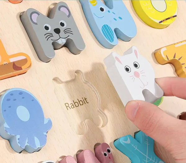 Animal Faces Alphabet Peg Board