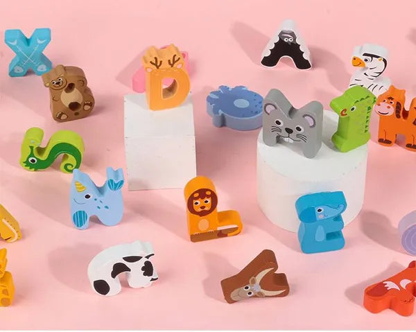 Animal Faces Alphabet Peg Board