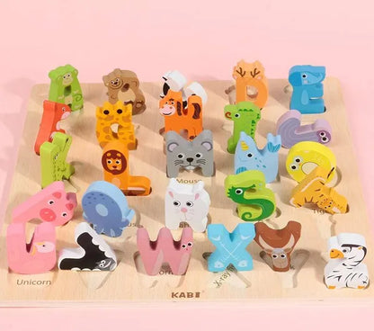 Animal Faces Alphabet Peg Board