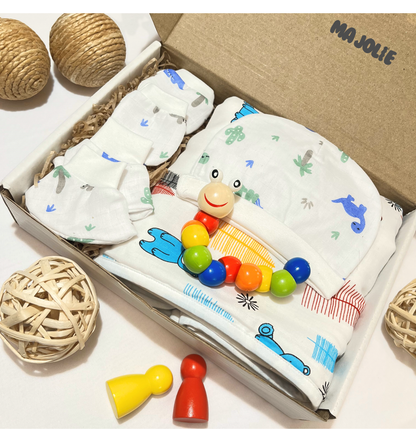 Newborn Gift set 1: Contains Blanket, Caps, Mittens, Caterpillar